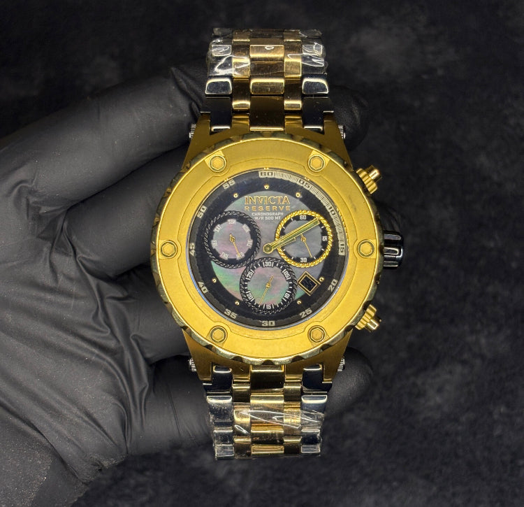 Invicta Reverse Golden 2 Tone Luxury Watch