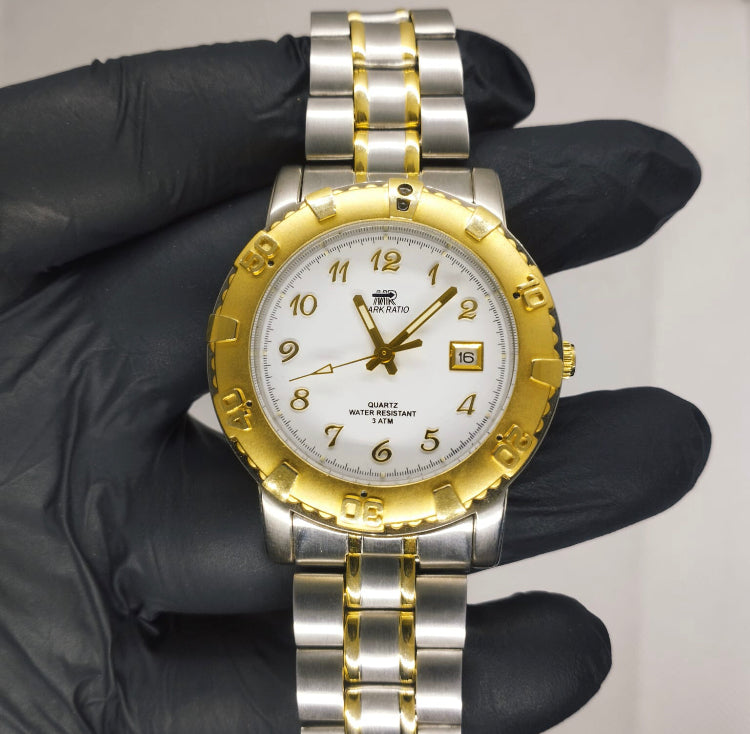 Vintage Japan MR Luxury White 2 Tone Watch