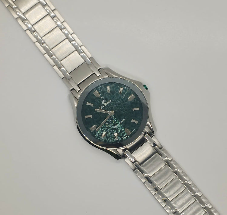 Slim Design Stainless Steel Green Japanese Watch