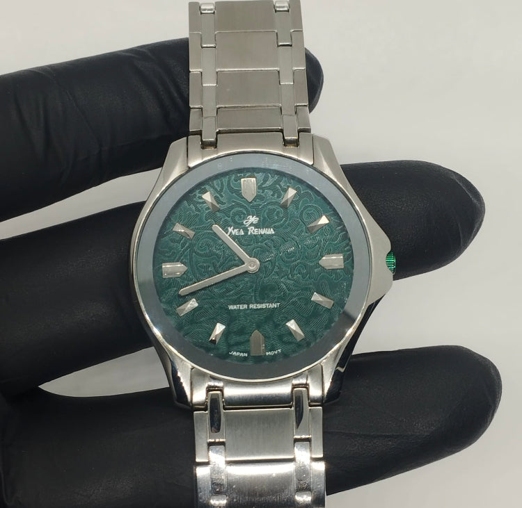 Slim Design Stainless Steel Green Japanese Watch
